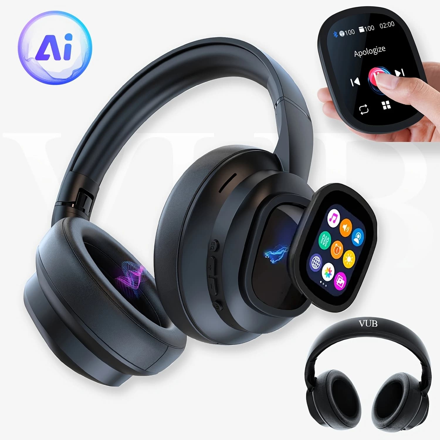 Active Noise Cancelling Headphones with Touchscreen & AI